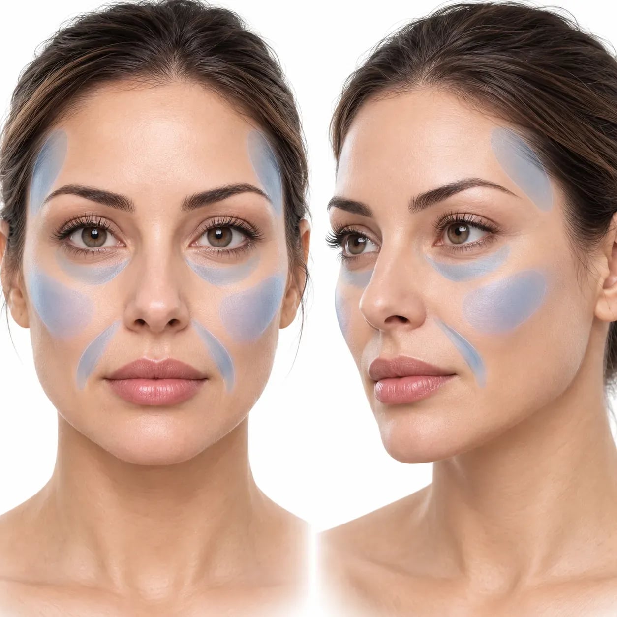 Zones du visage pouvant être traitées par lipofilling