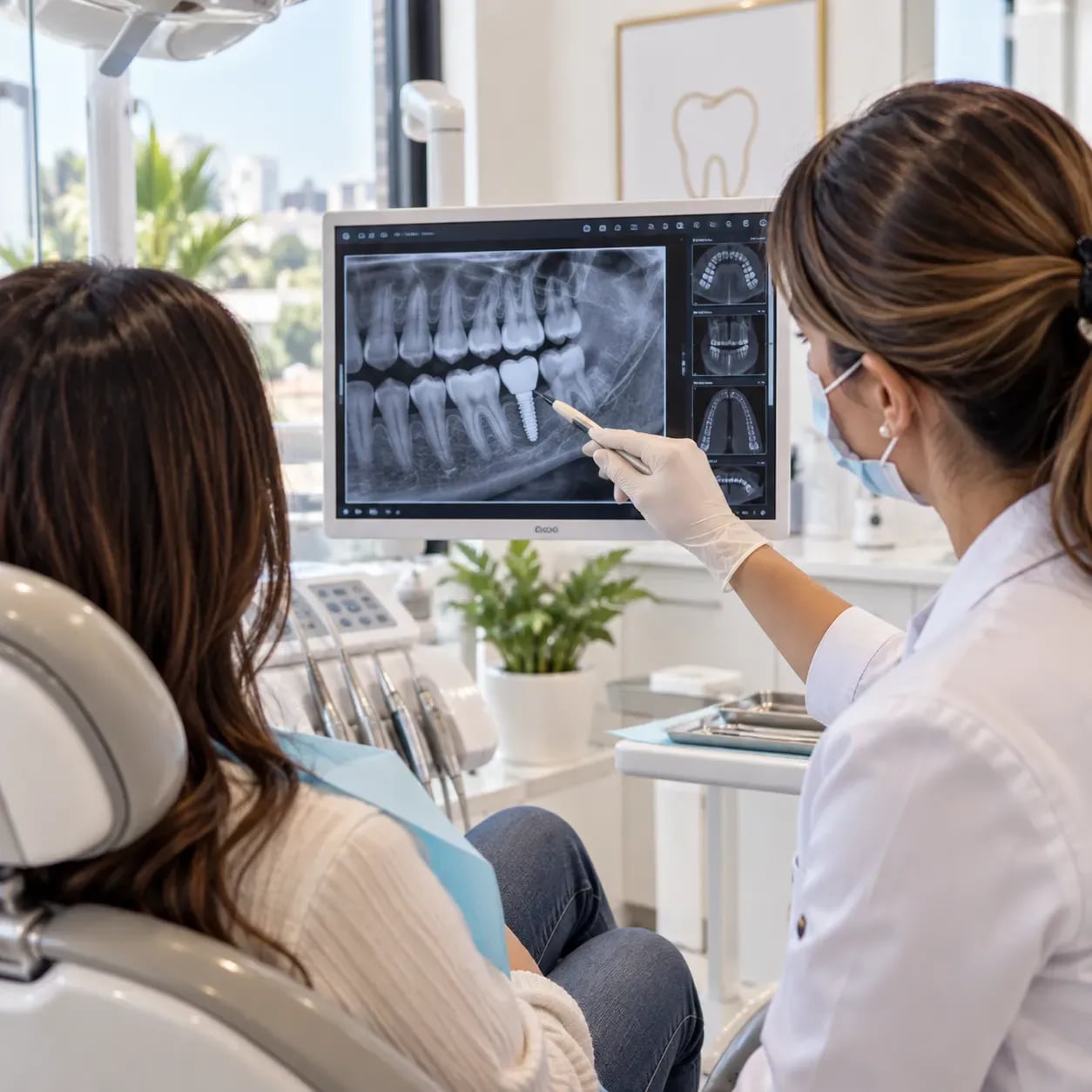Consultation avec une praticienne en dentisterie esthétique avant la pose d'un implant dentaire en Tunisie