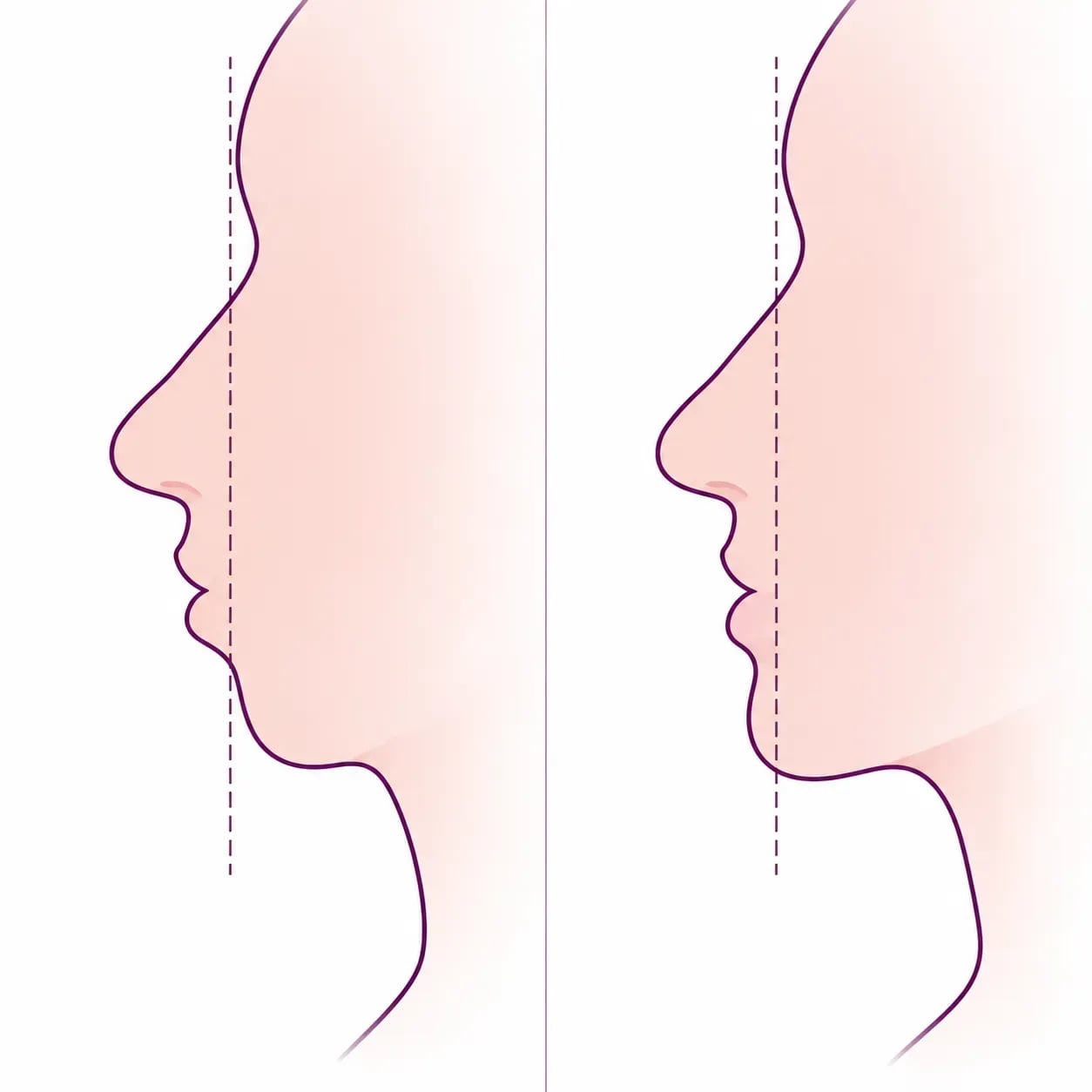 Influence du menton sur la perception du nez : profil avec menton fuyant et profil équilibré