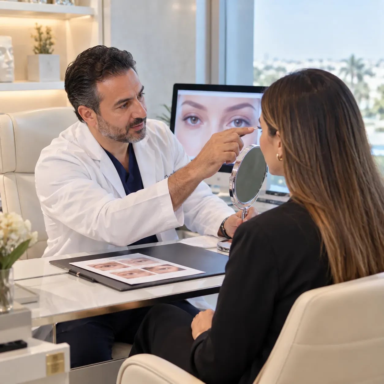 Consultation avec un chirurgien avant une blépharoplastie à Tunis
