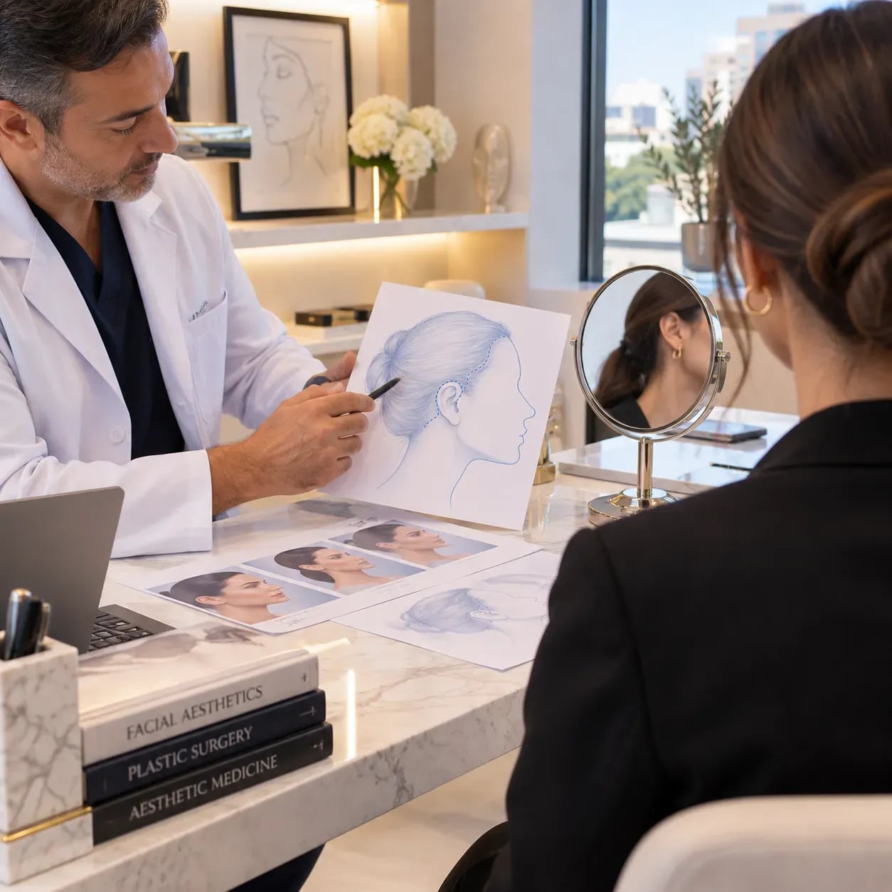 Consultation avec un chirurgien esthétique avant un lifting du visage en Tunisie