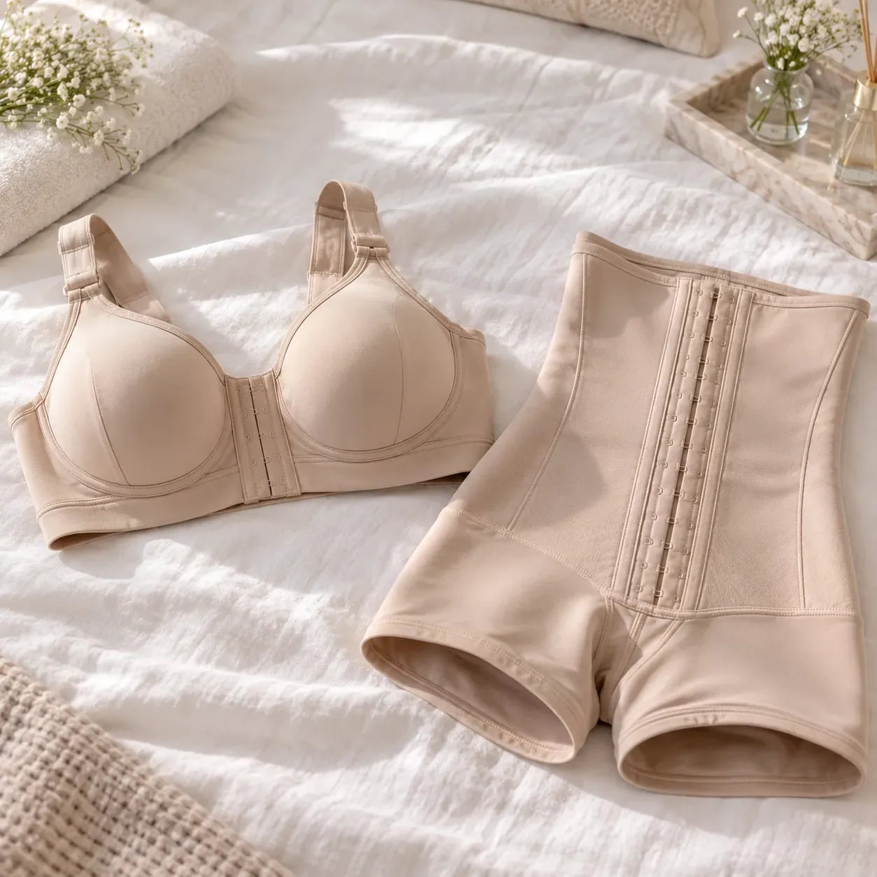 Convalescence après un lipofilling mammaire, gaine et soutien-gorge de soutien