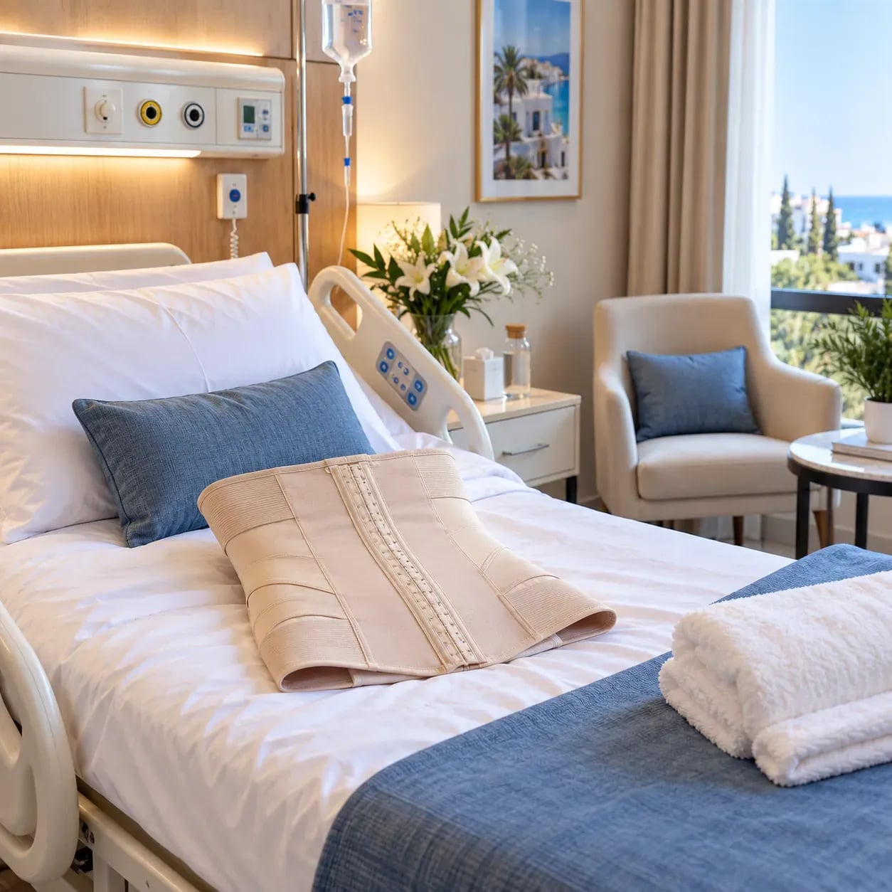 Chambre de convalescence après un J-Plasma dans une clinique ServiHealth en Tunisie