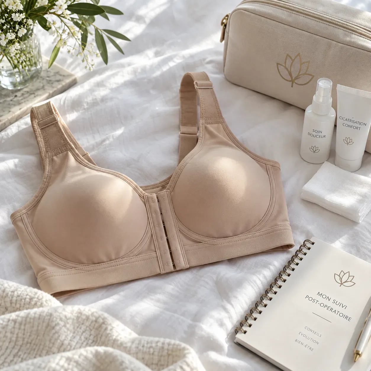 Soutien-gorge médical de soutien recommandé après un lifting mammaire