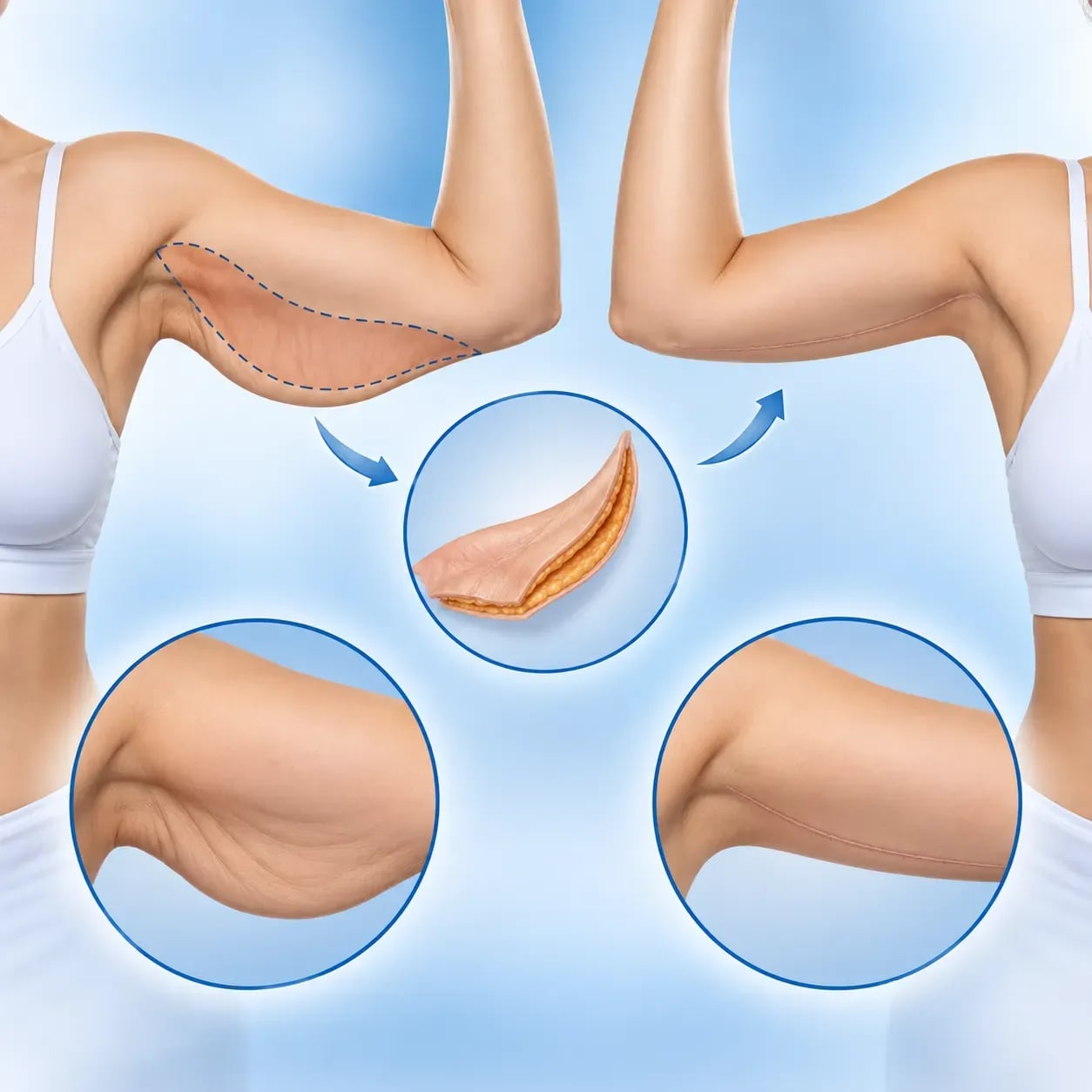 Schéma explicatif de la technique du lifting des bras