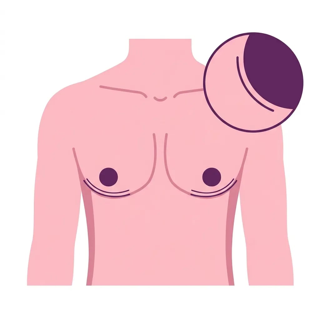 Position de la cicatrice péri-aréolaire lors d'une chirurgie de la gynécomastie