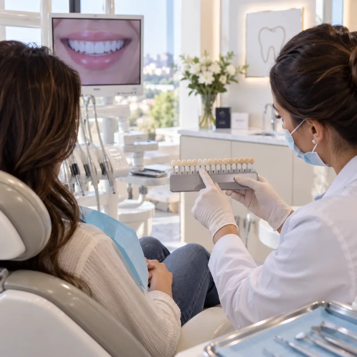 Consultation avec une praticienne en dentisterie esthétique avant un blanchiment dentaire en Tunisie