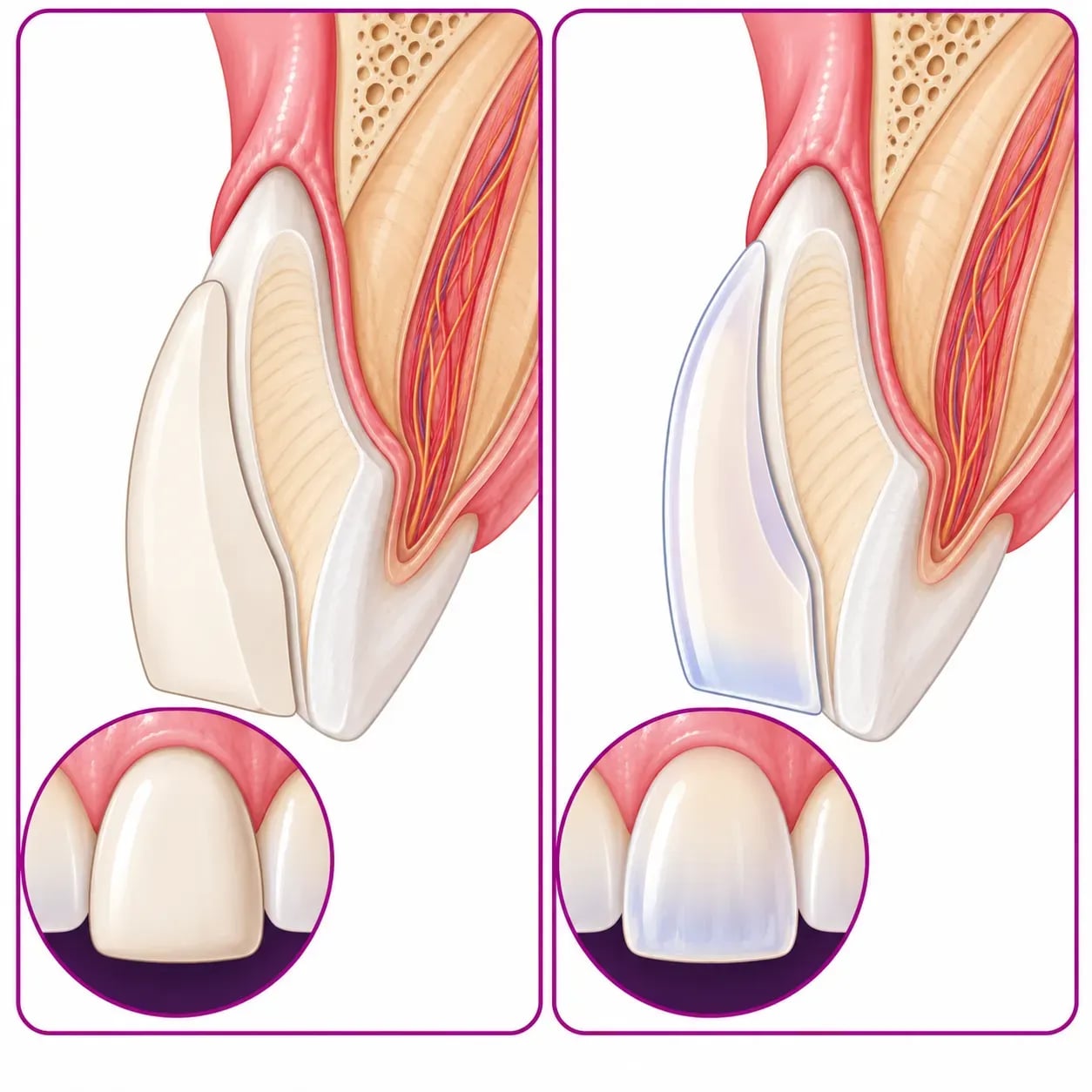 Différence entre une facette en composite et une facette en céramique E-Max
