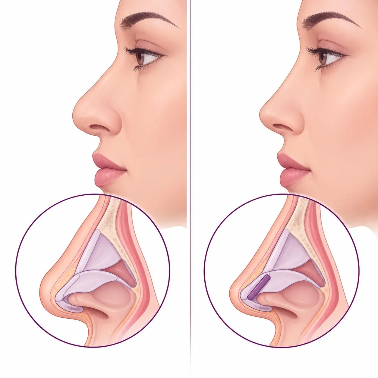 Greffe de cartilage pour soutenir la pointe du nez lors d'une rhinoplastie ethnique