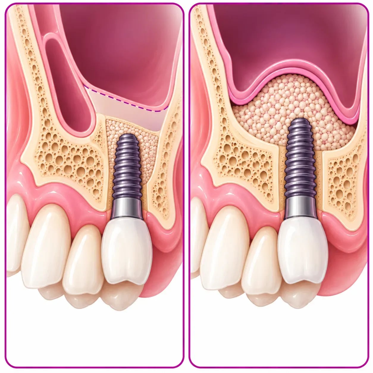 Greffe osseuse et sinus lift avant la pose d'un implant dentaire