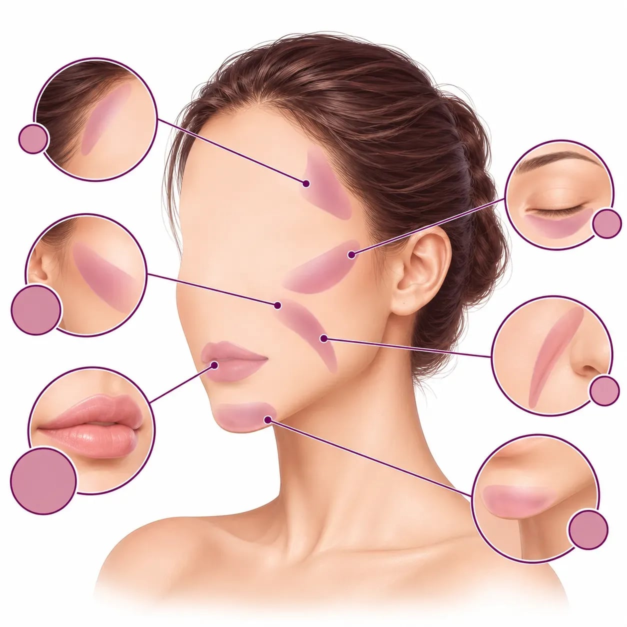 Volumes d'acide hyaluronique habituellement utilisés selon la zone du visage traitée